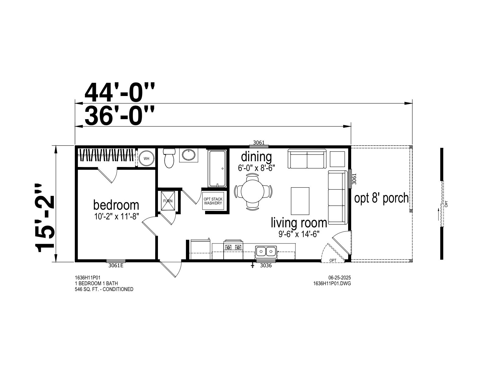 1636H11P01 W/ Porch floor plan